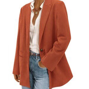 Corduroy Blazer Ribbed Texture Elegant Work Chic Winter Outerwear Classic